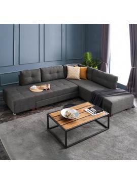 Γωνιακός καναπές - κρεβάτι Manama Megapap δεξιά γωνία υφασμάτινος χρώμα ανθρακί 280x206x85εκ. 0216786