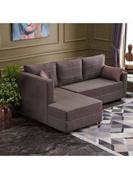 Γωνιακός καναπές - κρεβάτι Ece Megapap αριστερή γωνία υφασμάτινος με αποθηκευτικό χώρο χρώμα καφέ 242x160x88εκ. 0216793