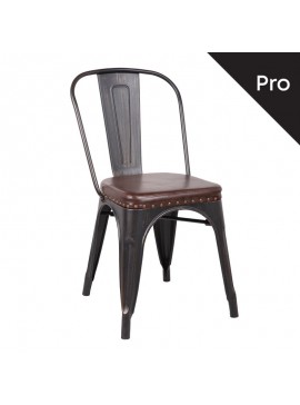 WOODWELL RELIX Καρέκλα-Pro, Μέταλλο Βαφή Antique Black, Pu Σκούρο Καφέ 45x51x82cm Ε5191Ρ,10