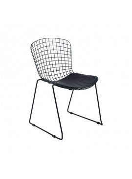 WOODWELL SAXON Καρέκλα Στοιβαζόμενη Μέταλλο Βαφή Μαύρο, Μαξιλάρι Μαύρο 60x61x83cm Ε5142,S