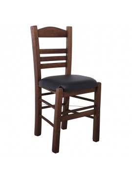 WOODWELL ΣΙΦΝΟΣ Καρέκλα Οξιά Βαφή Εμποτισμού Καρυδί, Κάθισμα Pu Μαύρο 41x45x88cm Ρ969,Ε2Τ