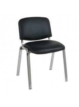 WOODWELL SIGMA Καρέκλα Γραφείου Επισκέπτη, Μέταλλο Χρώμιο PVC Μαύρο 57x57x79cm / Σωλ.40x20/1.2mm ΕΟ550,10