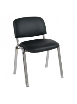 WOODWELL SIGMA Καρέκλα Στοιβαζόμενη Γραφείου Επισκέπτη, Χρώμιο, PVC Μαύρο 55x60x79cm / Σωλ.35x16/1mm ΕΟ550,11W