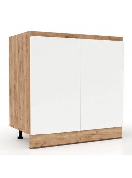 Επιδαπέδιο ντουλάπι νεροχύτη κουζίνας Soft Λευκό με βελανιδιά 80x46,5x81,5εκ SO-SD80S