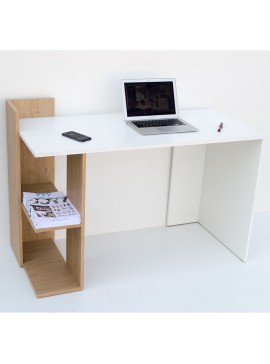 Γραφείο 120x55x85 Λευκό-με Φυσικό Μοντέρνα Σχεδίαση TO-DESKHOSHELF