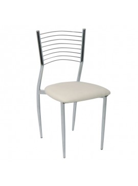 WOODWELL VIVIAN Καρέκλα Μέταλλο Χρώμιο, PVC Εκρού 40x44x83cm 40x44x83cm ΕΜ935,1