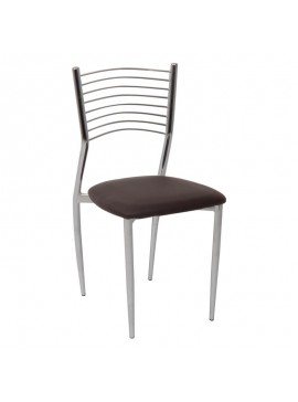 WOODWELL VIVIAN Καρέκλα Μέταλλο Χρώμιο, PVC Σκούρο Καφέ 40x44x83cm ΕΜ935,3
