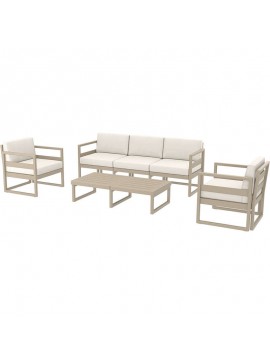 SIESTA MYKONOS SET 3ΘΕΣ.TAUPE ΜΕ ΜΑΞ.(3ΘΕΣ.+2ΠΟΛ.+ΤΡΑΠ 130εκ.) 200X72X75/73X72X75/130X65X33εκ.20.0444