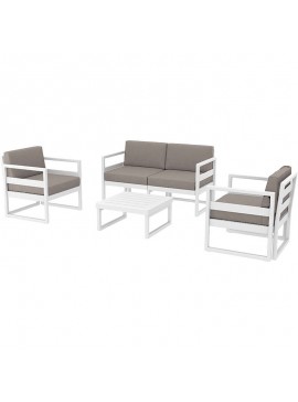 SIESTA MYKONOS SET 2ΘΕΣ.WHITE ΜΕ ΜΑΞ.(2ΘΕΣ.+2ΠΟΛ.+ΤΡΑΠ 65εκ.) 138Χ72Χ75/73Χ72Χ75/65Χ65Χ33εκ.20.0447