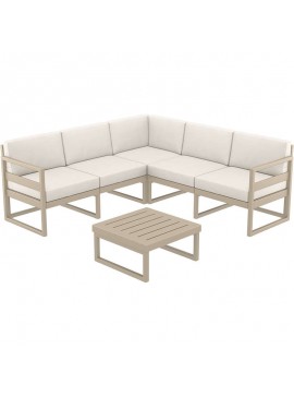 SIESTA MYKONOS ΓΩΝΙΑ SET TAUPE ΜΕ ΜΑΞΙΛΑΡΙΑ ΠΟΛ/ΝΙΟΥ (+ΤΡΑΠ.65εκ.) 200Χ200Χ43/75εκ.20.0456