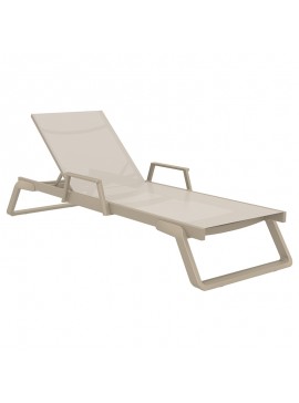 SIESTA TROPIC ΞΑΠΛΩΣΤΡΑ ΜΕ ΜΠΡΑΤΣΑ TAUPE/TAUPE ΑΛΟΥΜ-ΠΟΛ/ΝΙΟΥ 210X72X31εκ.20.0693