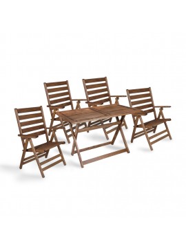 Σετ κήπου "SUNSET" 5 τμχ από ξύλο σε χρώμα καρυδί 120x75x75 001-00302