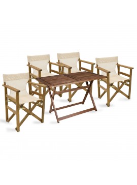 Σετ κήπου "SUNSET" 5 τμχ από ξύλο/textilene σε χρώμα καρυδί/εκρού 140x80x75 001-00360