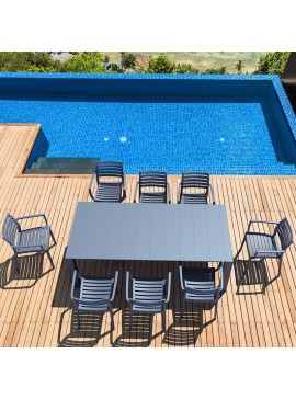 SIESTA Σετ Τραπεζαρίας 9τμχ Vegas Artemis Dark Grey 100X180/220Χ75εκ. 20.9974