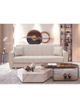 ZITA PLUS ELVA LIGHT BROWN ΥΦΑΣΜΑ 3ΘΕΣΙΟΣ ΚΑΝΑΠΕΣ/ΚΡΕΒΑΤΙ ΜΕ ΑΠΟΘ.ΧΩΡΟ 210X80εκ. 210Χ80Χ75εκ. ΚΡΕΒ.180Χ10040.0127