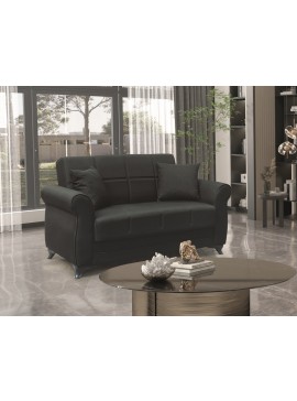 ZITA PLUS LENA BLACK ΥΦΑΣΜΑ 2ΘΕΣΙΟΣ ΚΑΝΑΠΕΣ/ΚΡΕΒΑΤΙ ΜΕ ΑΠΟΘ.ΧΩΡΟ 150Χ80εκ. 150Χ80Χ75εκ. ΚΡΕΒ.125Χ10040.0300