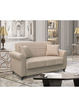 ZITA PLUS LENA LIGHT BROWN ΥΦΑΣΜΑ 2ΘΕΣΙΟΣ ΚΑΝΑΠΕΣ/ΚΡΕΒΑΤΙ ΜΕ ΑΠΟΘ.ΧΩΡΟ 150Χ80εκ. 150Χ80Χ75εκ. ΚΡΕΒ.125Χ10040.0301