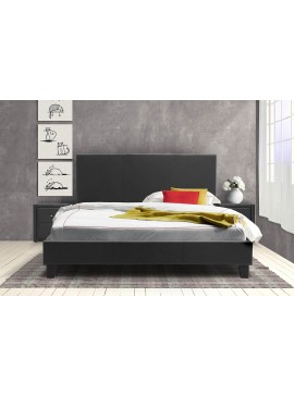Κρεβάτι Zeur Intrahome 150x200 PU χρώμα μαύρο ματ INTRAPA-117111126