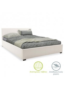 Κρεβάτι Norse pakoworld pu λευκό με αποθηκευτικό χώρο 160x200εκ