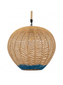 00727 GloboStar® GLOBOSTAR® SIMON 00727 Boho Κρεμαστό Φωτιστικό Οροφής με Ντουί 1 x E27 AC 220-240V IP20 - Μπεζ & Μπλε - Μ50 x Π50 x Y47cm