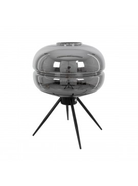 00738 GloboStar®  JAVAN 00738 Μοντέρνο Επιτραπέζιο Φωτιστικό Πορτατίφ Μονόφωτο 1 x E27 IP20 Ασημί Γυαλί με Μαύρο Μέταλλο - Μ30 x Π30 x Υ19cm