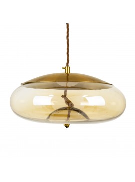 00750 GloboStar® GLOBOSTAR® ΑΧΤΟΝ 00750 Μοντέρνο Κρεμαστό Φωτιστικό Οροφής LED 7W 500lm 180° AC 220-240V IP20 Θερμό Λευκό 2700K - Sanan SMD Chip - Μελί & Χρυσό - Μ30 x Π30 x Υ15cm - 2 Χρόνια Εγγύηση