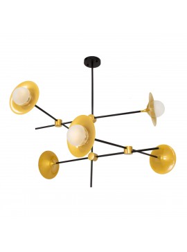 00780 GloboStar® GLOBOSTAR® JOLIET 00780 Μοντέρνο Φωτιστικό Οροφής με Ντουί 6 x G9 AC 220-240V IP20 - Μαύρο & Χρυσό - Μ93 x Π93 x Υ87cm