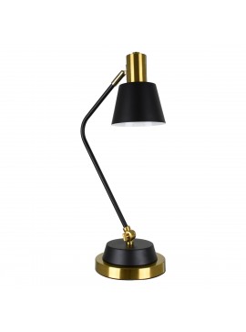 00834 GloboStar®  LETO 00834 Μοντέρνο Επιτραπέζιο Φωτιστικό Πορτατίφ Μονόφωτο 1 x E27 IP20 Μαύρο & Χρυσό Μέταλλο - Μ30 x Π18 x Υ54cm