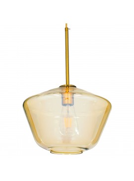 00870 GloboStar®  AMARIS 00870 Μοντέρνο Κρεμαστό Φωτιστικό Καμπάνα Μονόφωτο 1 x E27 IP20 Μελί Γυαλί με Χρυσό Μέταλλο - Μ30 x Π30 x Y22cm