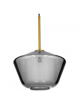 00873 GloboStar®  AMARIS 00873 Μοντέρνο Κρεμαστό Φωτιστικό Καμπάνα Μονόφωτο 1 x E27 IP20 Μαύρο Φημέ Γυαλί με Χρυσό Μέταλλο - Μ30 x Π30 x Y22cm