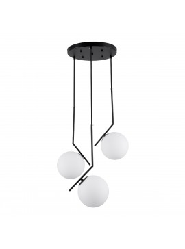 00952 GloboStar® GLOBOSTAR® MONROE 00952 Μοντέρνο Κρεμαστό Φωτιστικό Οροφής με Ντουί 3 x E27 AC 220-240V IP20 - Μαύρο & Λευκό - Μ60 x Π60 x Υ50cm
