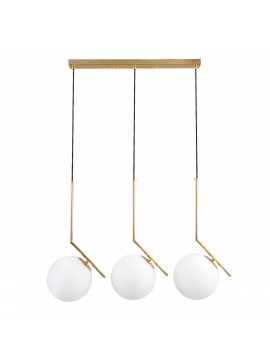 00955 GloboStar® GLOBOSTAR® MONROE 00955 Μοντέρνο Κρεμαστό Φωτιστικό Οροφής με Ντουί 3 x E27 AC 220-240V IP20 - Χρυσό & Λευκό - Μ74 x Π25 x Υ50cm