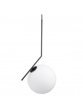 00957 GloboStar®  MONROE 00957 Μοντέρνο Κρεμαστό Φωτιστικό Μπάλα Μονόφωτο 1 x E27 IP20 Μαύρο Μέταλλο με Λευκό Γυαλί - Μ30 x Π30 x Υ75cm