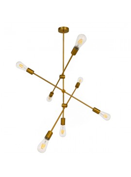 00993 GloboStar®  ESTHER 00993 Μοντέρνο Φωτιστικό Οροφής Πολυέλαιος Πολύφωτο 7 x E27 IP20 Χρυσό Μέταλλο - Μ75 x Π75 x Υ88cm