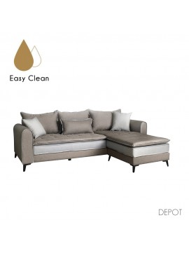 SCANDAL ΚΑΝΑΠΕΣ ΓΩΝΙΑ ΑΝΑΣΤΡΕΨΙΜΗ LATTE SILVER 250x180xH77cm 01-2621