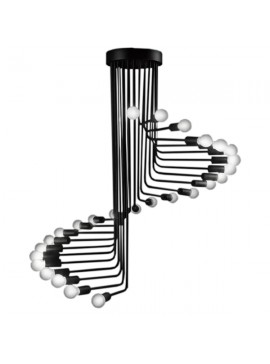 01024 GloboStar®  STAIRS 01024 Μοντέρνο Φωτιστικό Οροφής Πλέγμα Πολύφωτο 26 x E27 IP20 Μαύρο Μέταλλο - Μ80 x Π80 x Υ95cm