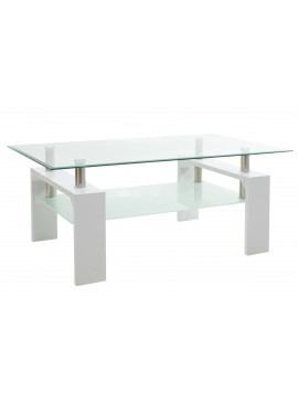 Τραπέζι σαλονιού Maiha pakoworld γυαλί χρώμα ποδιών λευκό 100x60x42,5εκ 011-000031