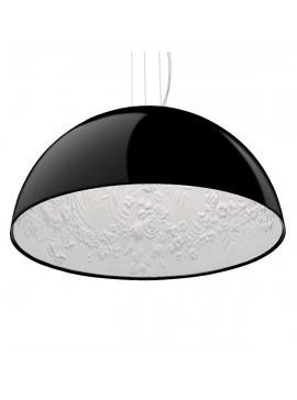 01151 GloboStar®  SERENIA 01151 Μοντέρνο Κρεμαστό Φωτιστικό Καμπάνα Μονόφωτο 1 x E27 IP20 Μαύρο & Άσπρο Γύψο - Μ40 x Π40 x Υ20cm