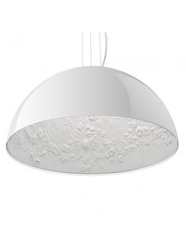 01152 GloboStar®  SERENIA 01152 Μοντέρνο Κρεμαστό Φωτιστικό Καμπάνα Μονόφωτο 1 x E27 IP20 Λευκό Γύψο - Μ40 x Π40 x Υ20cm