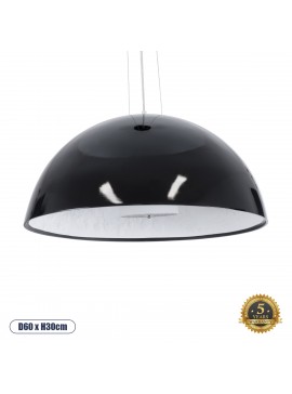 01270 GloboStar®  SERENIA 01270 Μοντέρνο Κρεμαστό Φωτιστικό Καμπάνα Μονόφωτο 1 x E27 IP20 Μαύρο Μέταλλο με Λευκό Γύψο - Μ60 x Π60 x Υ30cm