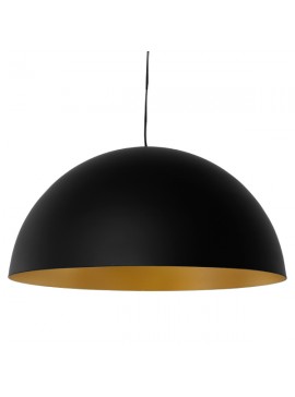 01342 GloboStar®  DIADEMA 01342 Μοντέρνο Κρεμαστό Φωτιστικό Καμπάνα Μονόφωτο 1 x E27 IP20 Μαύρο & Χρυσό Μέταλλο - Μ60 x Π60 x Υ30cm
