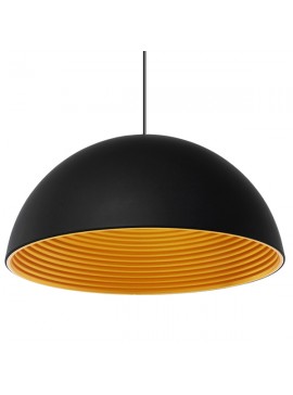01344 GloboStar®  MEDEA 01344 Μοντέρνο Κρεμαστό Φωτιστικό Καμπάνα Μονόφωτο 1 x E27 IP20 Μαύρο & Χρυσό Μέταλλο - Μ60 x Π60 x Υ30cm