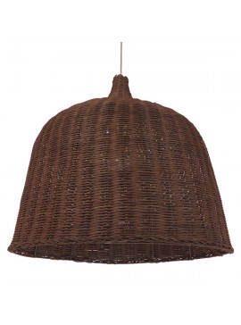 01369 GloboStar®  BAHAMAS 01369 Boho Κρεμαστό Φωτιστικό Καμπάνα Μονόφωτο 1 x E27 IP20 Καφέ Ξύλο - Μ60 x Π60 x Υ60cm