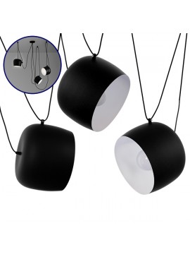 01375 GloboStar®  JASPER 01375 Μοντέρνο Κρεμαστό Φωτιστικό Ανάρτηση Σετ Τρίφωτο 3 x E27 IP20 Μαύρο & Λευκό Μέταλλο - Μ75 x Π75 x Υ22cm
