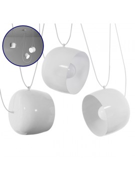01376 GloboStar®  JASPER 01376 Μοντέρνό Κρεμαστό Φωτιστικό Καμπάνα Σετ Τρίφωτο 3 x E27 IP20 Λευκό Μέταλλο - Μ75 x Π75 x Υ22cm