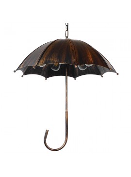 01406 GloboStar®  UMBRELLA 01406 Vintage Κρεμαστό Φωτιστικό Φιγούρα Πολύφωτο 5 x E27 IP20 Χάλκινο & Μαύρο Μέταλλο - Μ60 x Π60 x Y65cm