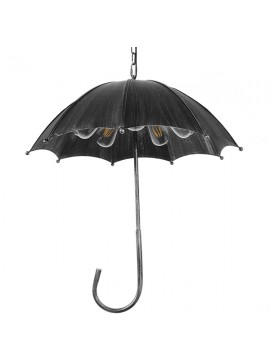 01407 GloboStar®  UMBRELLA 01407 Vintage Κρεμαστό Φωτιστικό Φιγούρα Πολύφωτο 5 x E27 IP20 Ασημί Μέταλλο - Μ60 x Π60 x Y65cm