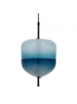 01503 GloboStar®  TEARDROP 01503 Μοντέρνο Κρεμαστό Φωτιστικό Ανάρτηση Τρίφωτο 3 x G4 Τιρκουάζ Γυαλί - Μ24 x Π24 x Υ45cm