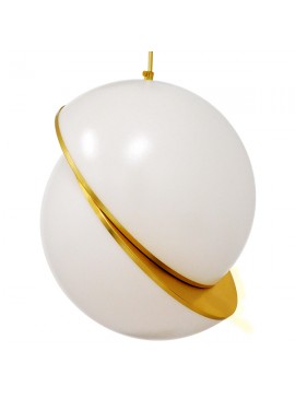 01555 GloboStar® GLOBOSTAR® HUDSON 01555 Μοντέρνο Κρεμαστό Φωτιστικό Οροφής με Ντουί 1 x E27 AC 220-240V IP20 - Λευκό & Χρυσό - Μ30 x Π30 x Υ34cm