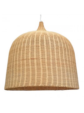 01570 GloboStar®  BAHAMAS 01570 Boho Κρεμαστό Φωτιστικό Καμπάνα Μονόφωτο 1 x E27 IP20 Μπεζ Ξύλο - Μ90 x Π90 x Y90cm